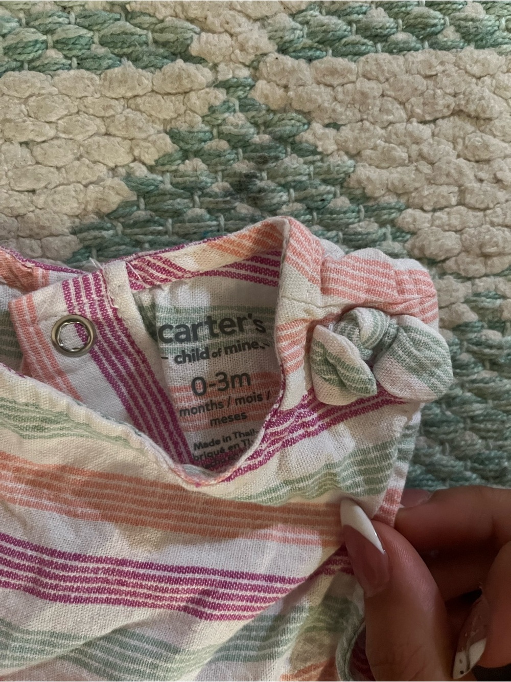 Carter's Striped Pink Green Orange Cotton Baby Top & Bloomers - Picture 2 of 2